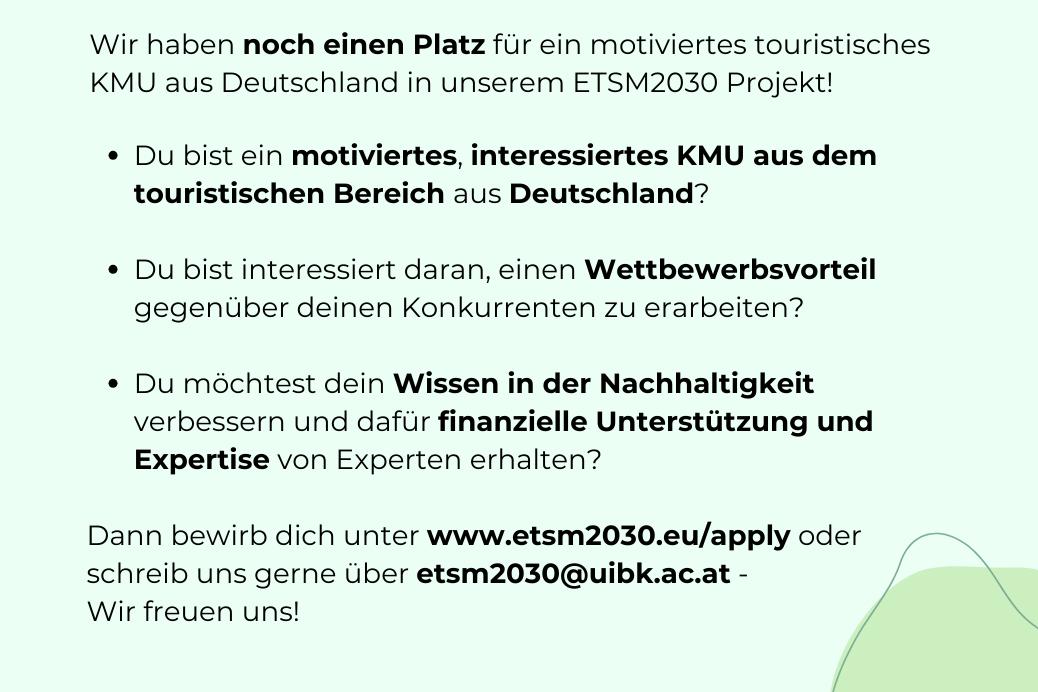 Re-Opening of the ETSM2030 Call for Germany