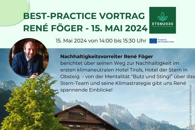 <span style="color:#000000"></span>ETSM2030 Best Practice Vortrag no. 1: René Föger (Hotel Der Stern), am 15 Mai 2024