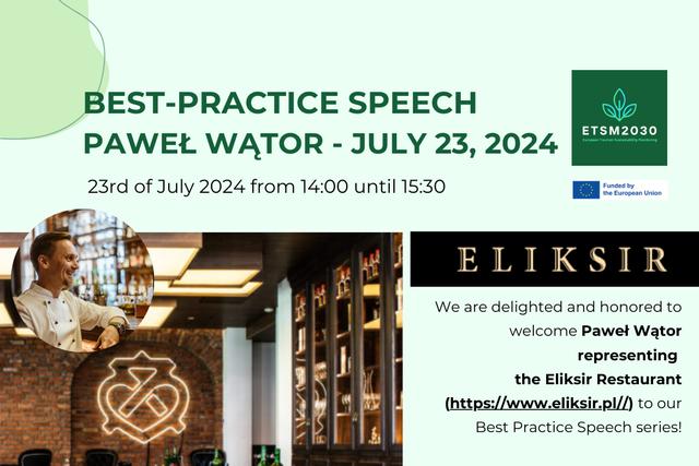 4th Best Practice Speech by Pawel Wator representing the Eliksir Restauran<span style="color:#000000"></span>t